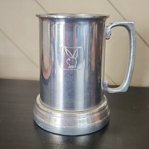 Vintage Playboy Pewter Beer Stein - Collectible Etched Mug with Glass Bottom